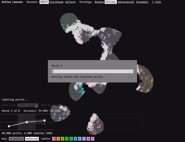 A GIF of the Active Learner prototype